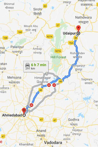 Ahmedabad to Udaipur Taxi