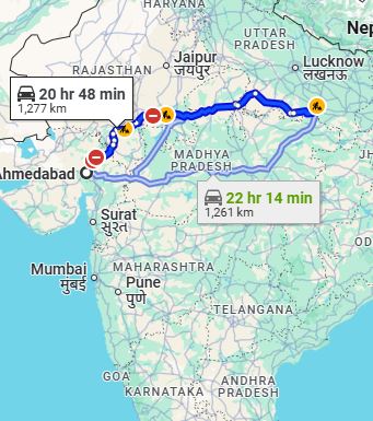 Ahmedabad to Prayagraj Taxi at Rs 11100/-