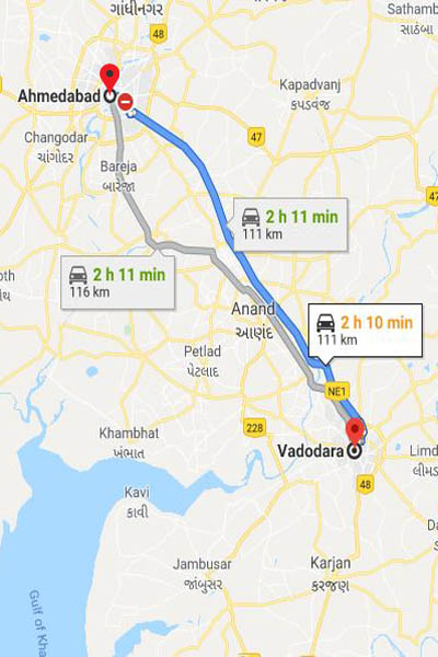 Ahmedabad To Vadodara Taxi Service At Rs 1100/-