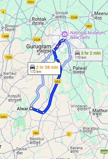 Alwar to New Delhi Taxi at Rs 1600/-