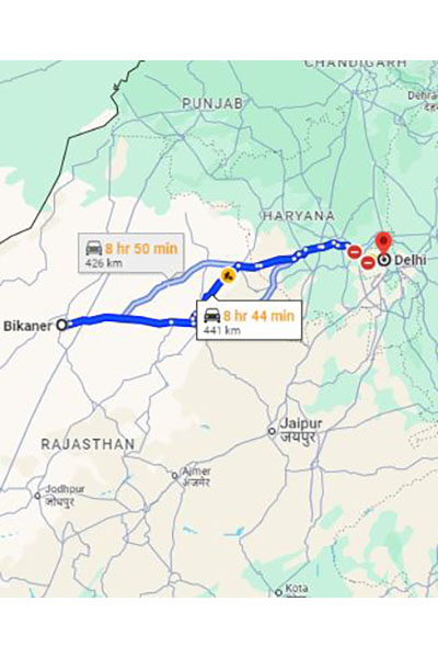 Bikaner to Delhi Taxi at Rs 4999/-