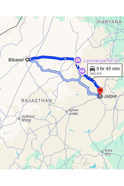Bikaner to Jaipur Taxi at Rs 3900/-