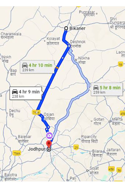 Bikaner to Jodhpur Taxi at Rs 3150/-