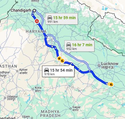 Chandigarh to Prayagraj Taxi at Rs 9500/-