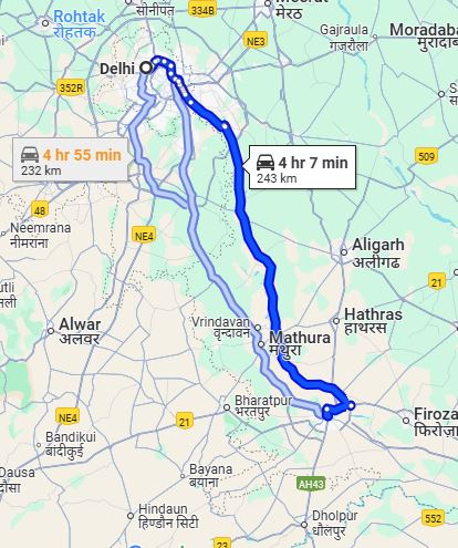 Delhi to Agra Taxi Service at ₹9/- Per KM
