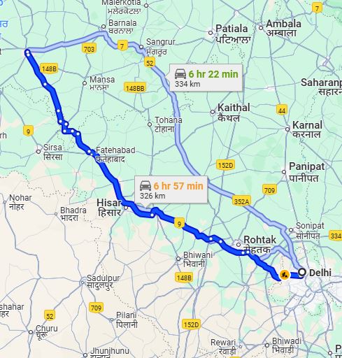Delhi to Bathinda Taxi at Rs 3100/-