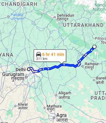 Delhi to Nainital Taxi Service at ₹9/- Per KM