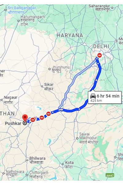 Delhi to Pushkar Taxi at Rs 3800/-