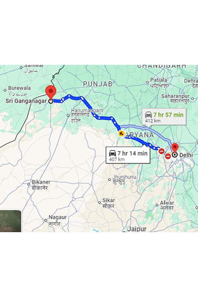 Ganganagar to Delhi Taxi at Rs 4359/-