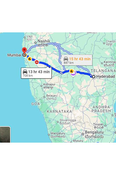 Hyderabad to Mumbai Taxi at Rs 8500/-