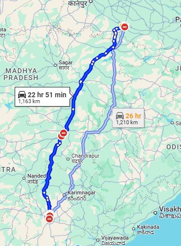 Hyderabad to Prayagraj Taxi at Rs 11900/-