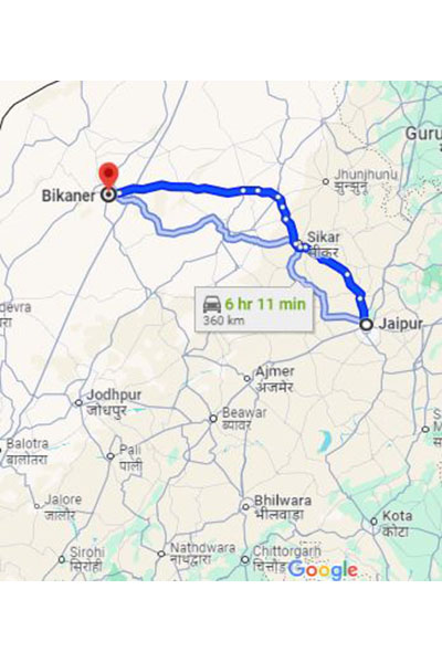 Jaipur to Bikaner Taxi at Rs 4320/-