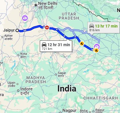 Jaipur to Prayagraj Taxi at Rs 7200/-