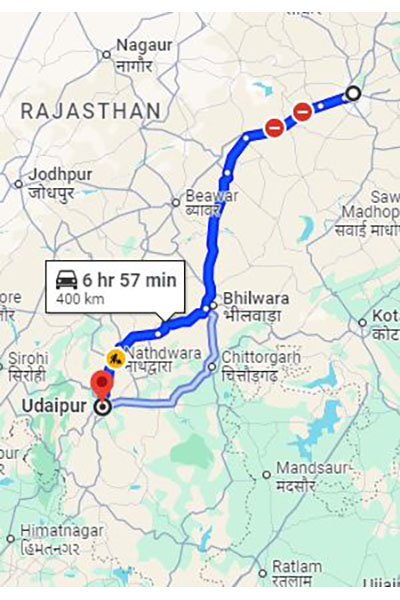 Jaipur to Udaipur Taxi at Rs 4100/-