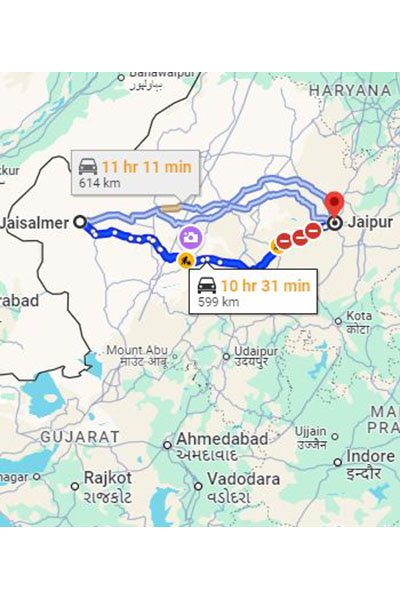 Jaisalmer to Jaipur Taxi at Rs 6600/-