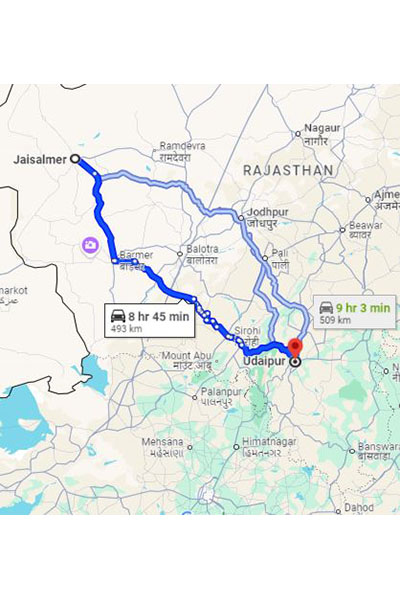 Jaisalmer to Udaipur Taxi at Rs 6449/-
