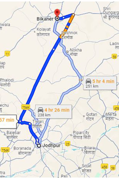 Jodhpur to Bikaner Taxi at Rs 3400/-