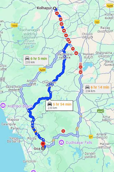 Kolhapur to Goa Taxi at Rs 2500/-