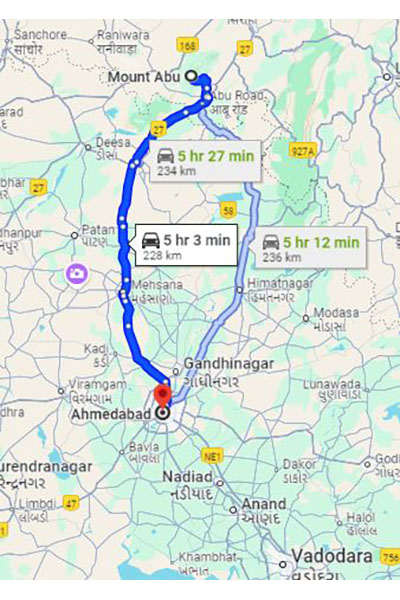 Mount Abu to Ahmedabad Taxi at Rs 2650/-