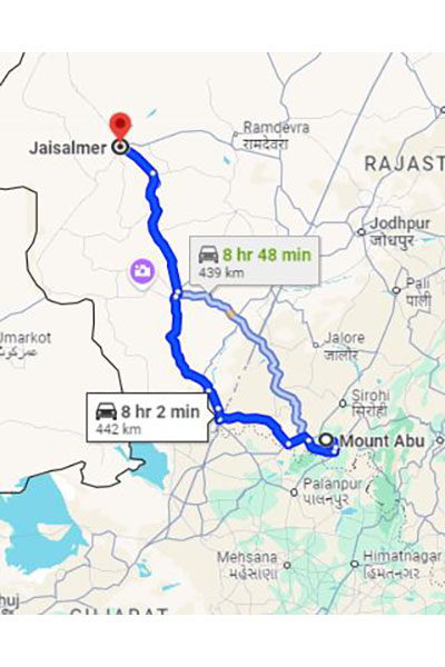 Mount Abu to Jaisalmer Taxi at Rs 5600/-