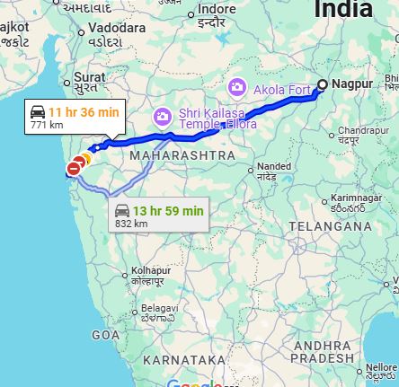Nagpur to Mumbai Taxi at Rs 9500/-