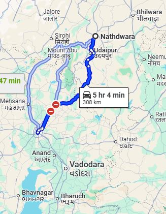 Nathdwara to Ahmedabad Taxi at Rs 2800/-