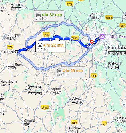Pilani to  New Delhi Taxi at Rs 2850/-