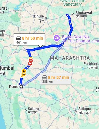 Pune to Jalgaon Taxi at Rs 4800/-