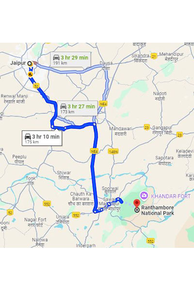 Ranthambore to Jaipur Taxi at Rs 2100/-