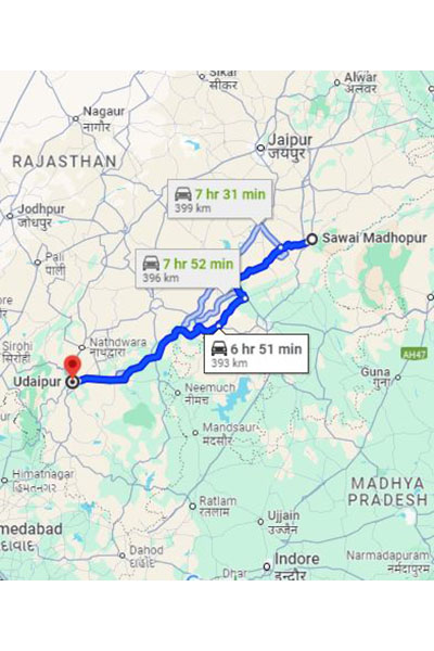 Sawai Madhopur to Udaipur Taxi at Rs 7450/-