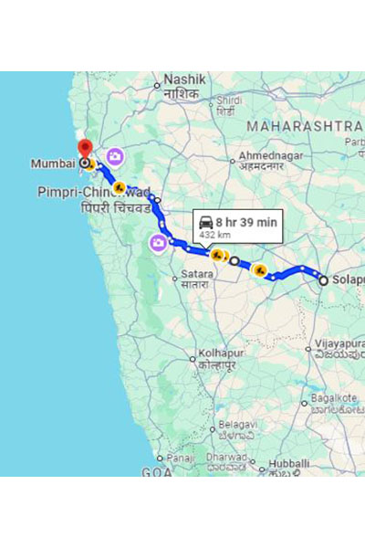 Solapur to Mumbai Taxi at Rs 4859/-